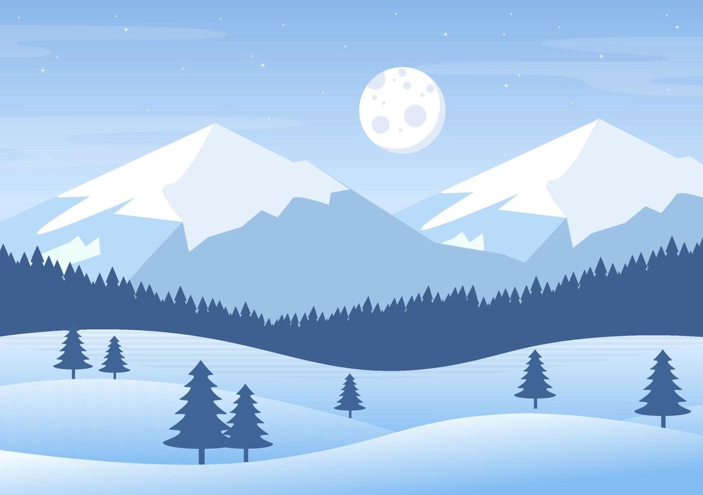 Weihnachtswinterlandschaft und Neujahrshintergrundvektorillustration vektor