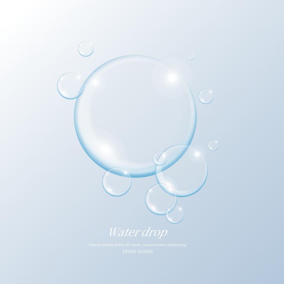 transparenta vattendroppar, vattendroppsobjekt. vektor
