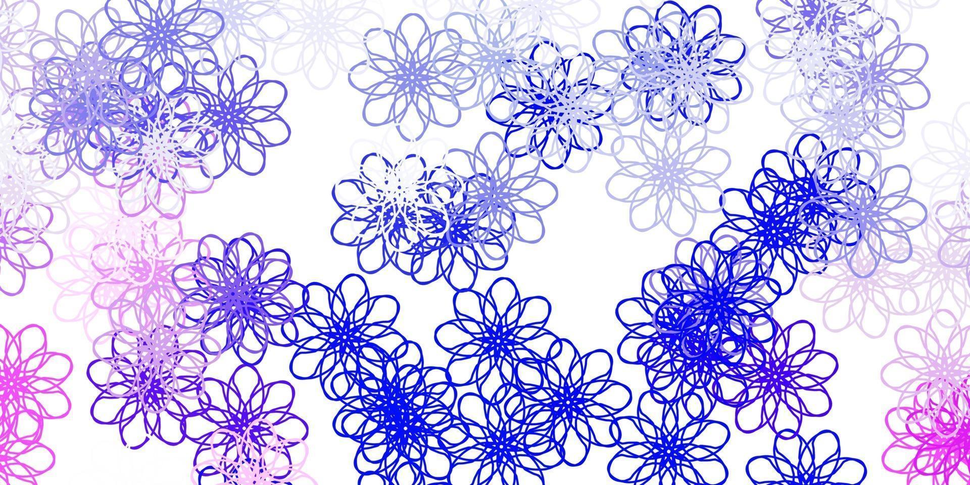 ljusrosa, blå vektor doodle textur med blommor.