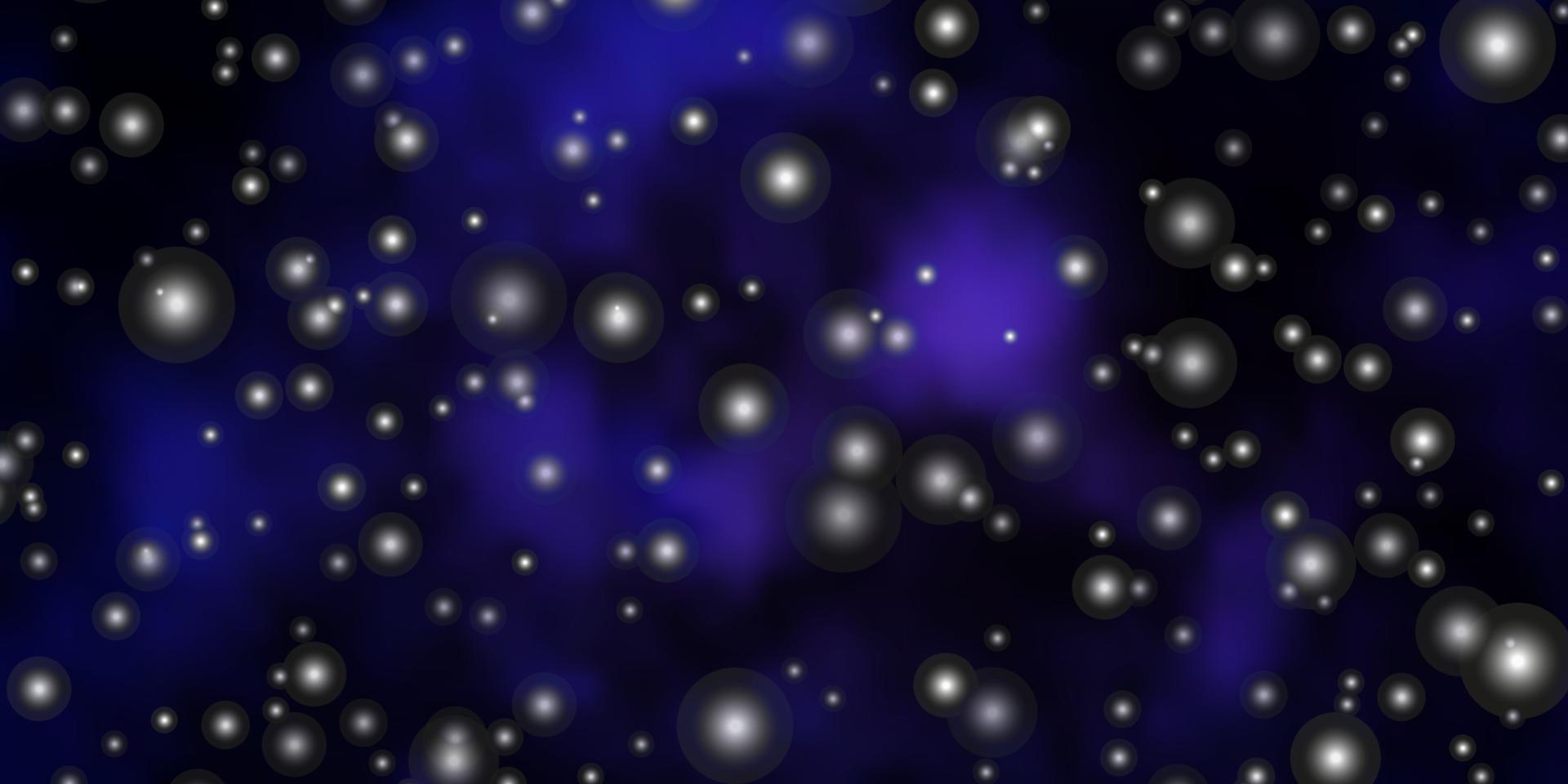 dunkelvioletter Vektorhintergrund mit kleinen und großen Sternen. vektor