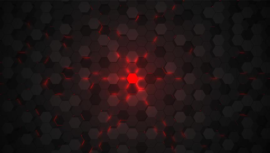 Roter Technologiehintergrund des Hexagons 3D, Vektorillustration vektor