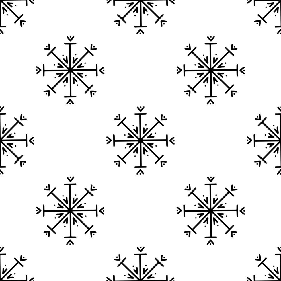 sömlöst mönster gjord av doodle abstrakta snöflingor vektor
