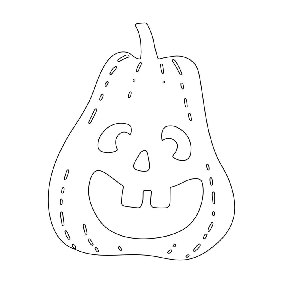 Halloween lächelnder gespenstischer Kürbis. schwarze Umriss-Gemüse-Silhouette vektor