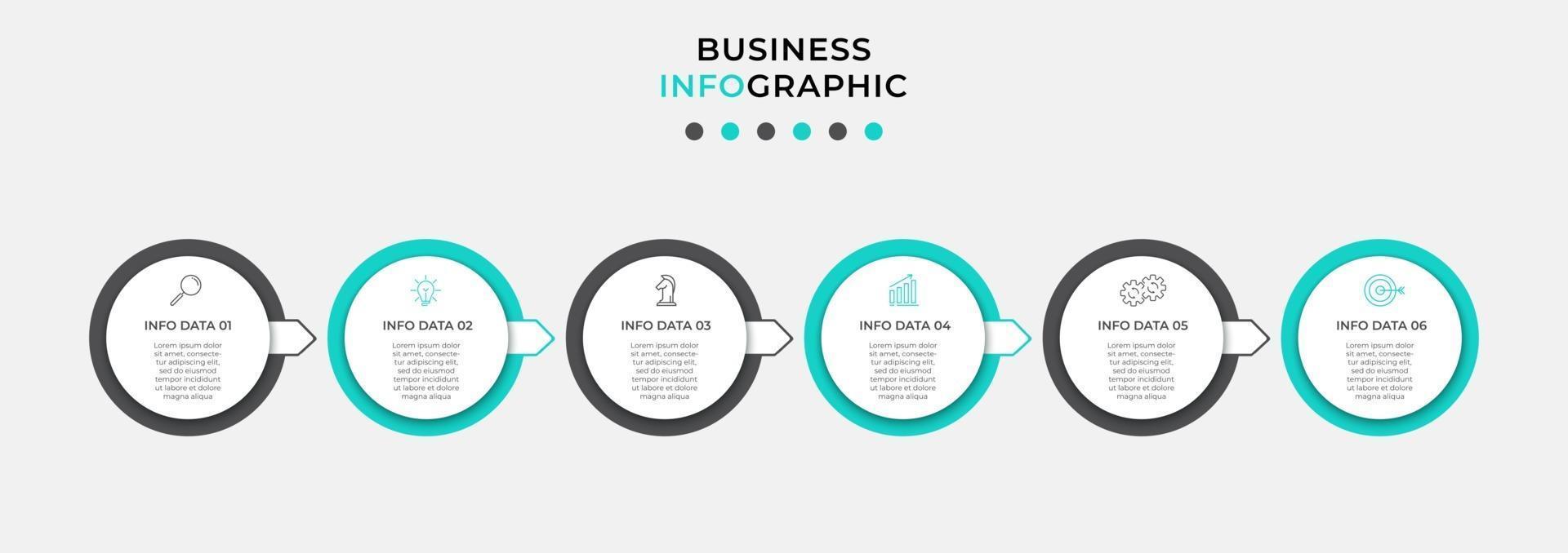 Infografik-Designvorlage mit Symbolen und 6 Optionen oder Schritten vektor