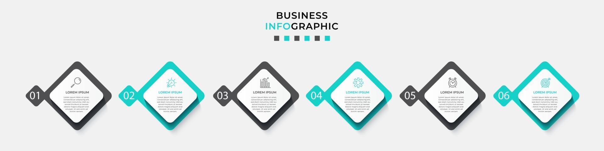 Infografik-Designvorlage mit Symbolen und 6 Optionen oder Schritten vektor