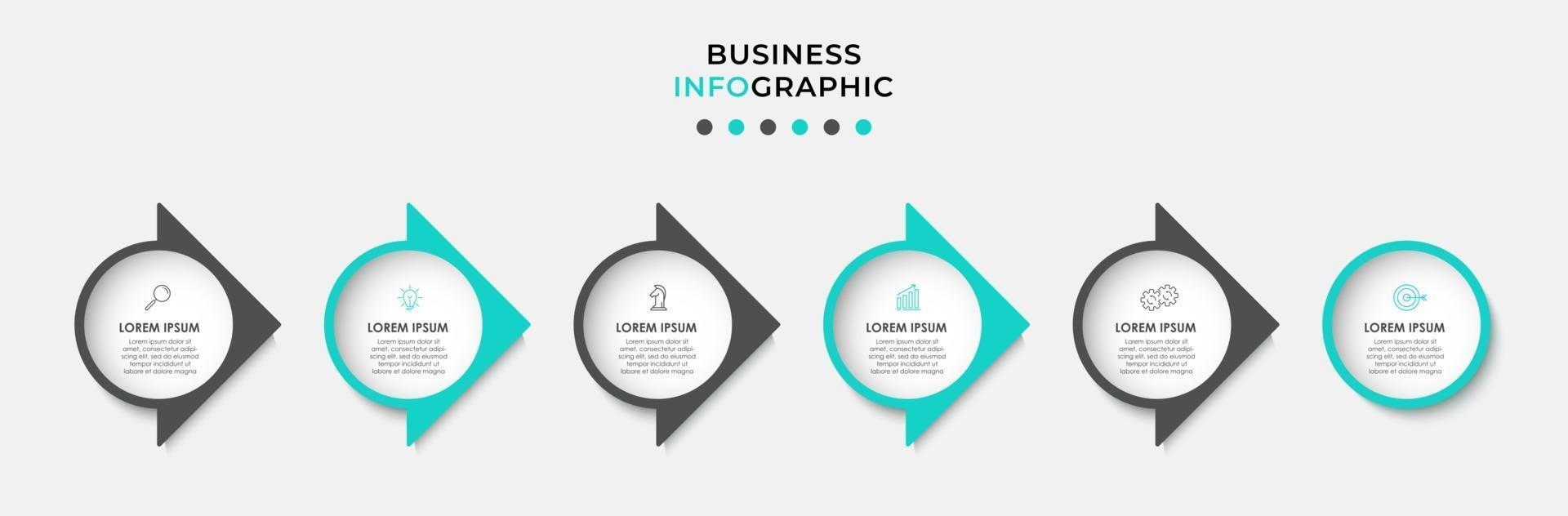 Infografik-Designvorlage mit Symbolen und 6 Optionen oder Schritten vektor