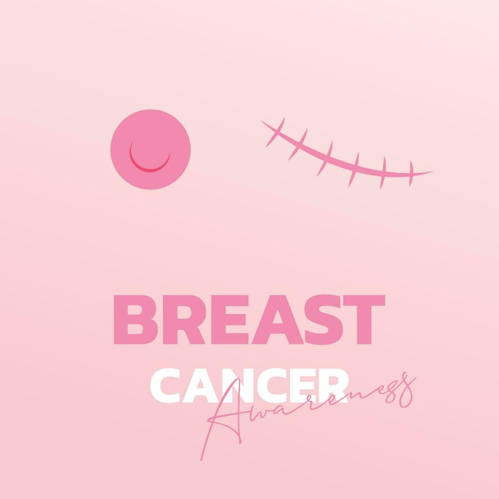 platt bröst cancer medvetenhet månad med band vektor