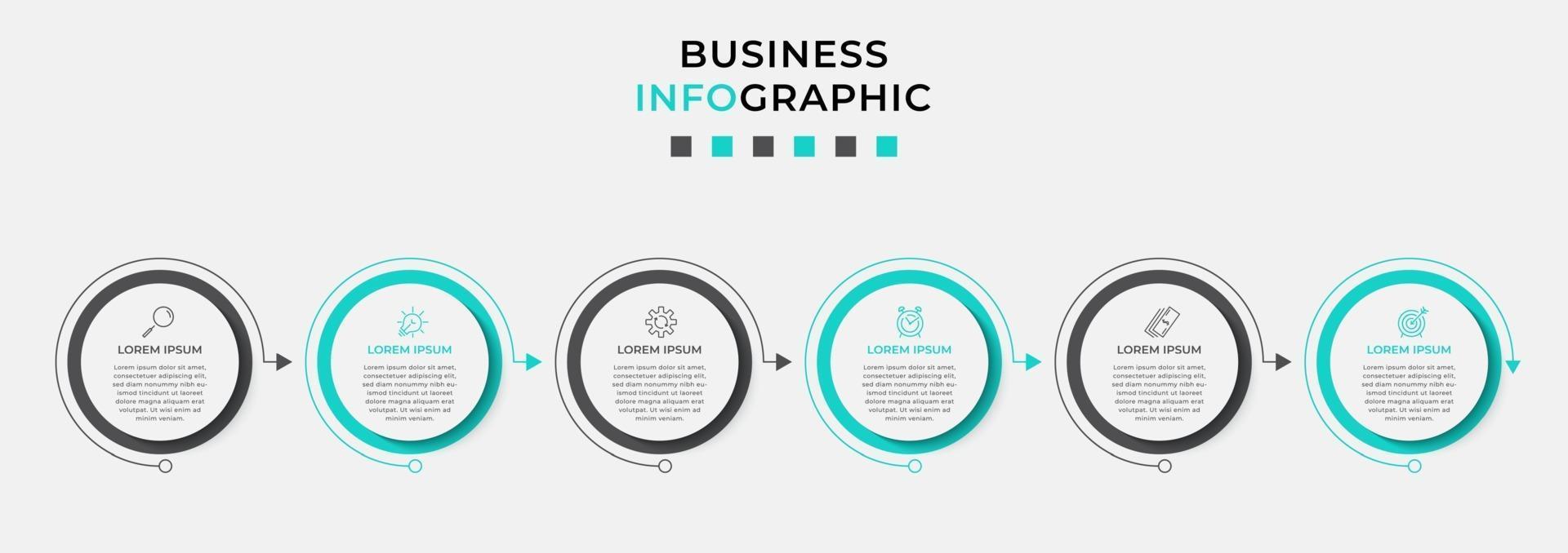 infographic designmall med ikoner och 6 alternativ eller steg vektor