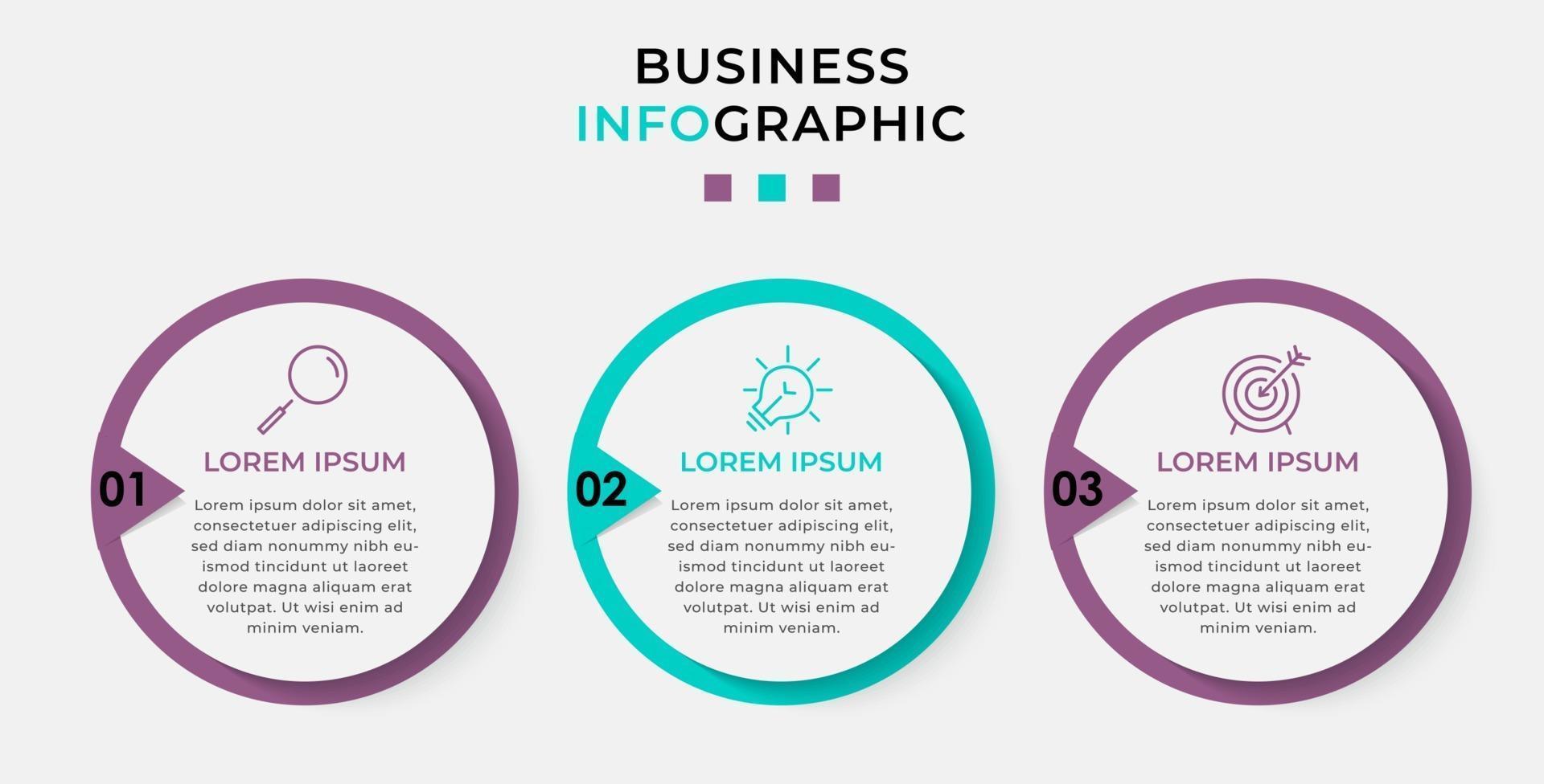 infographic design affärsmall med ikoner och 3 alternativ eller steg vektor