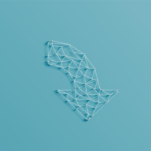 En pil gjord av linjer och stift, 3D realistiska, vektor illustration