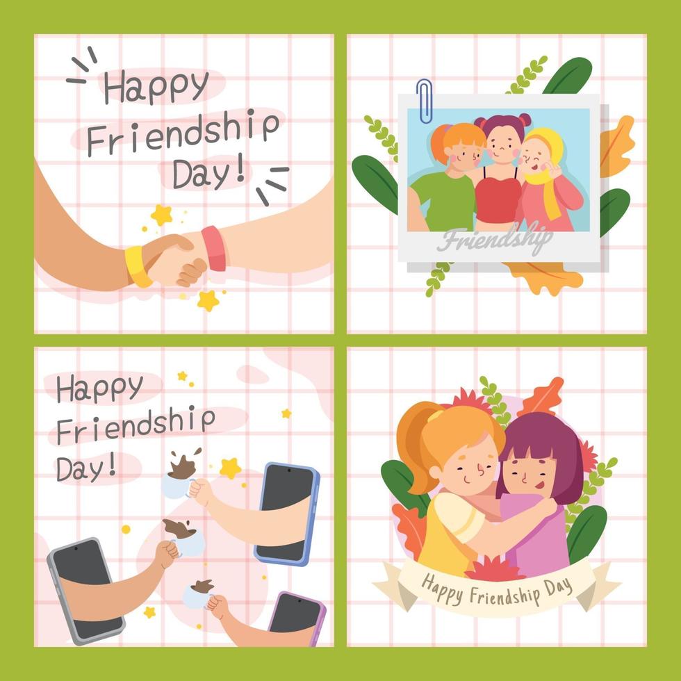 Happy Friendship Day Kartenset vektor