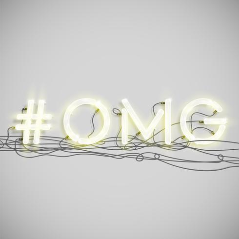 Neon hashtag ord, vektor illustration