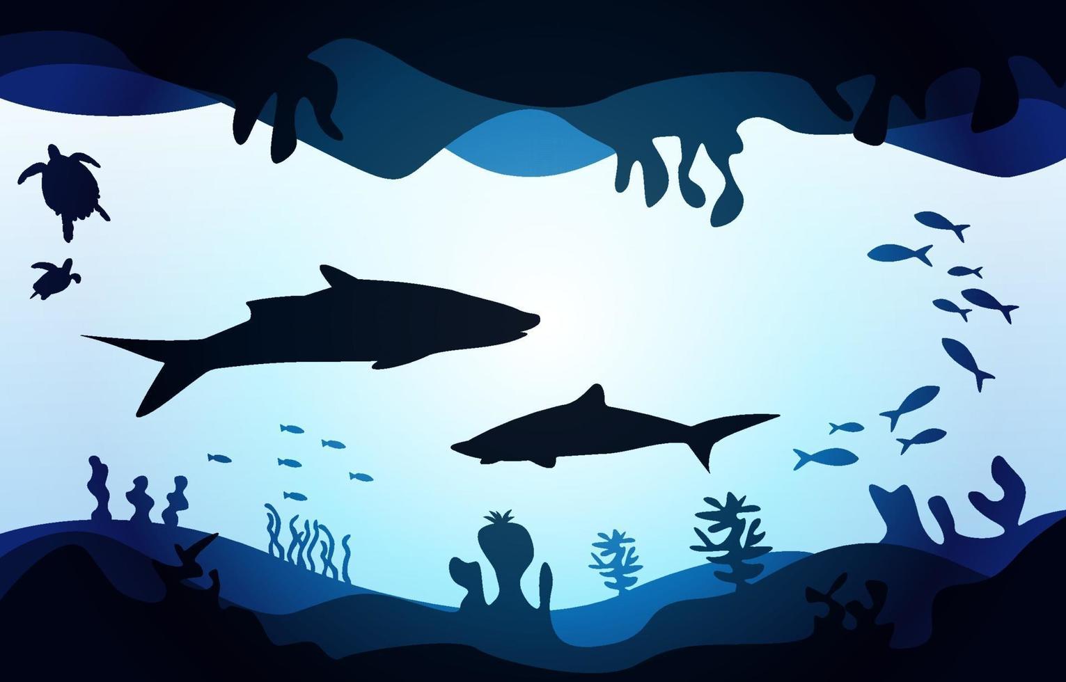 Tierwelt Hai Fisch Meer Ozean Unterwasser Wasser flach Illustration vektor