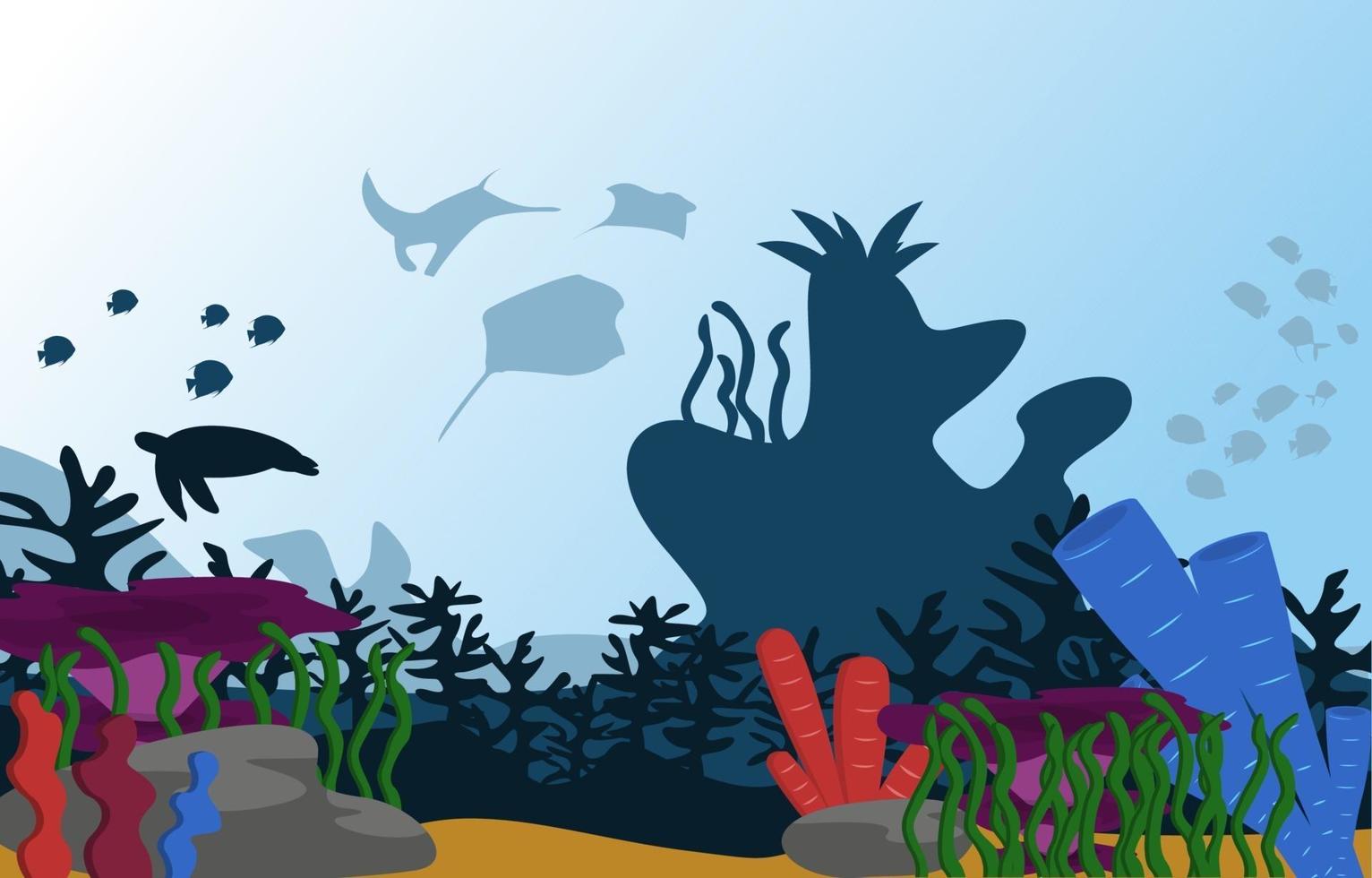 djurliv fisk djur hav ocean undervattens vattenlevande platt illustration vektor