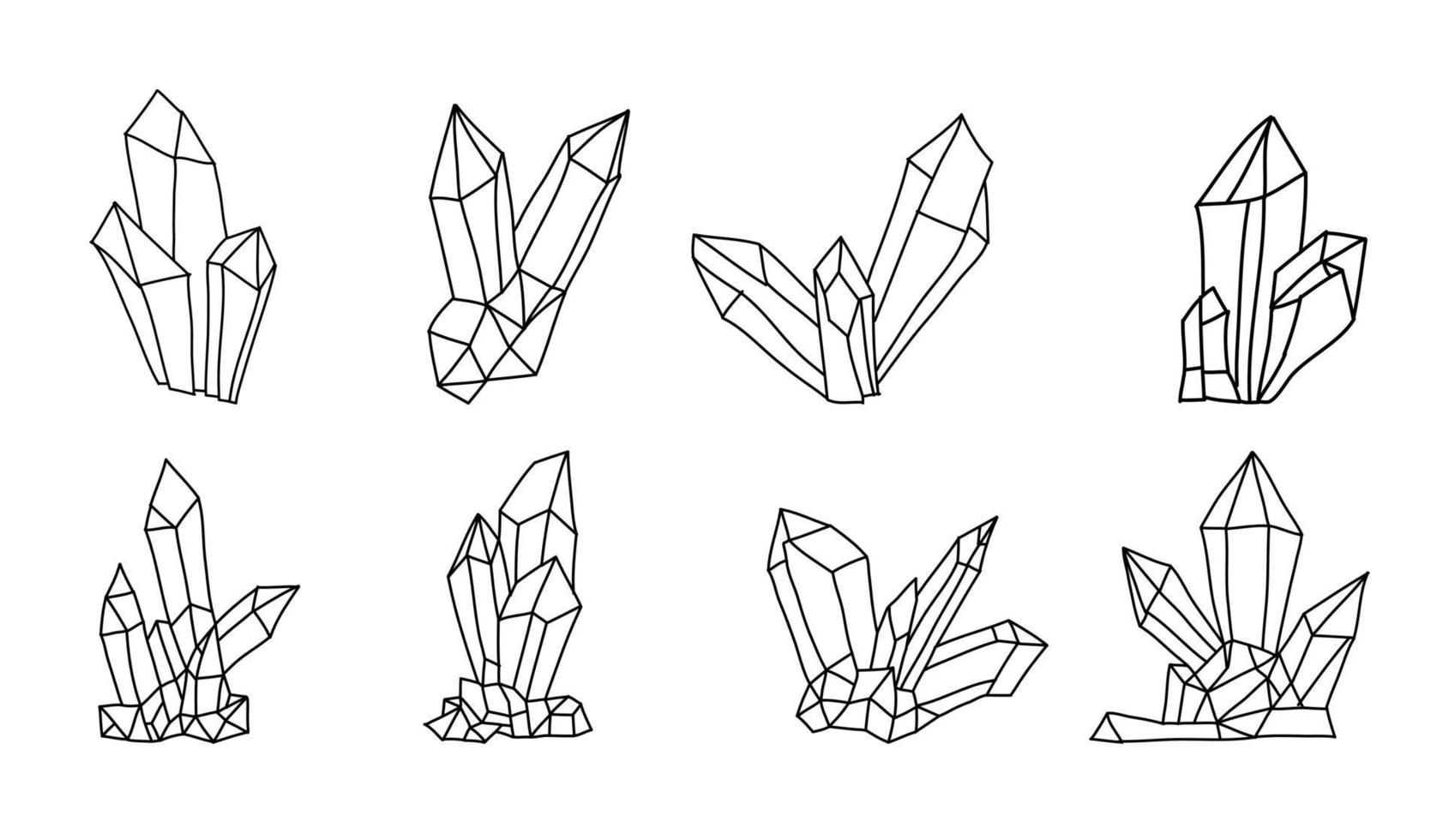 Set aus schwarzen und weißen Kristallen vektor