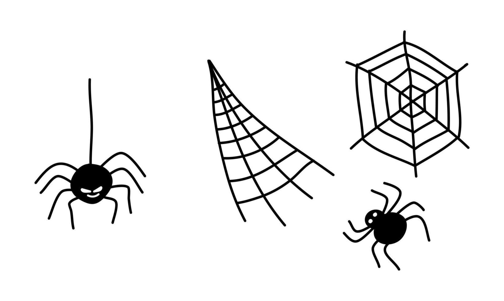 spindel, en spindelnät i doodle -stil. vektor