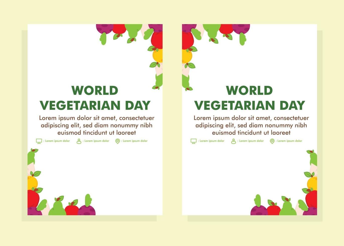 Weltvegetariertag Poster Design-Vorlage. Flyer-Design-Vorlage. vektor