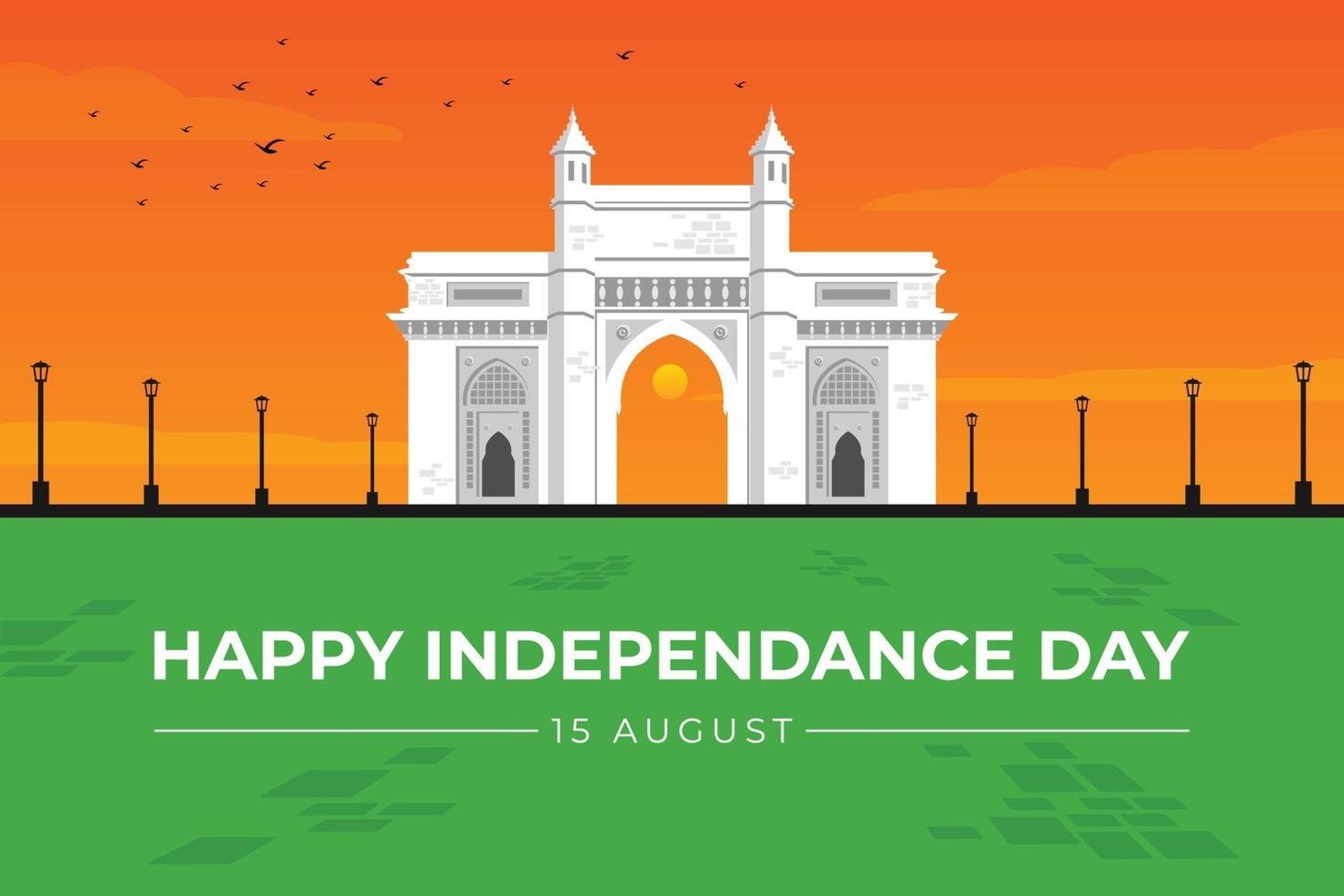 indisk självständighetsdag vektorillustration med gateway i Indien vektor