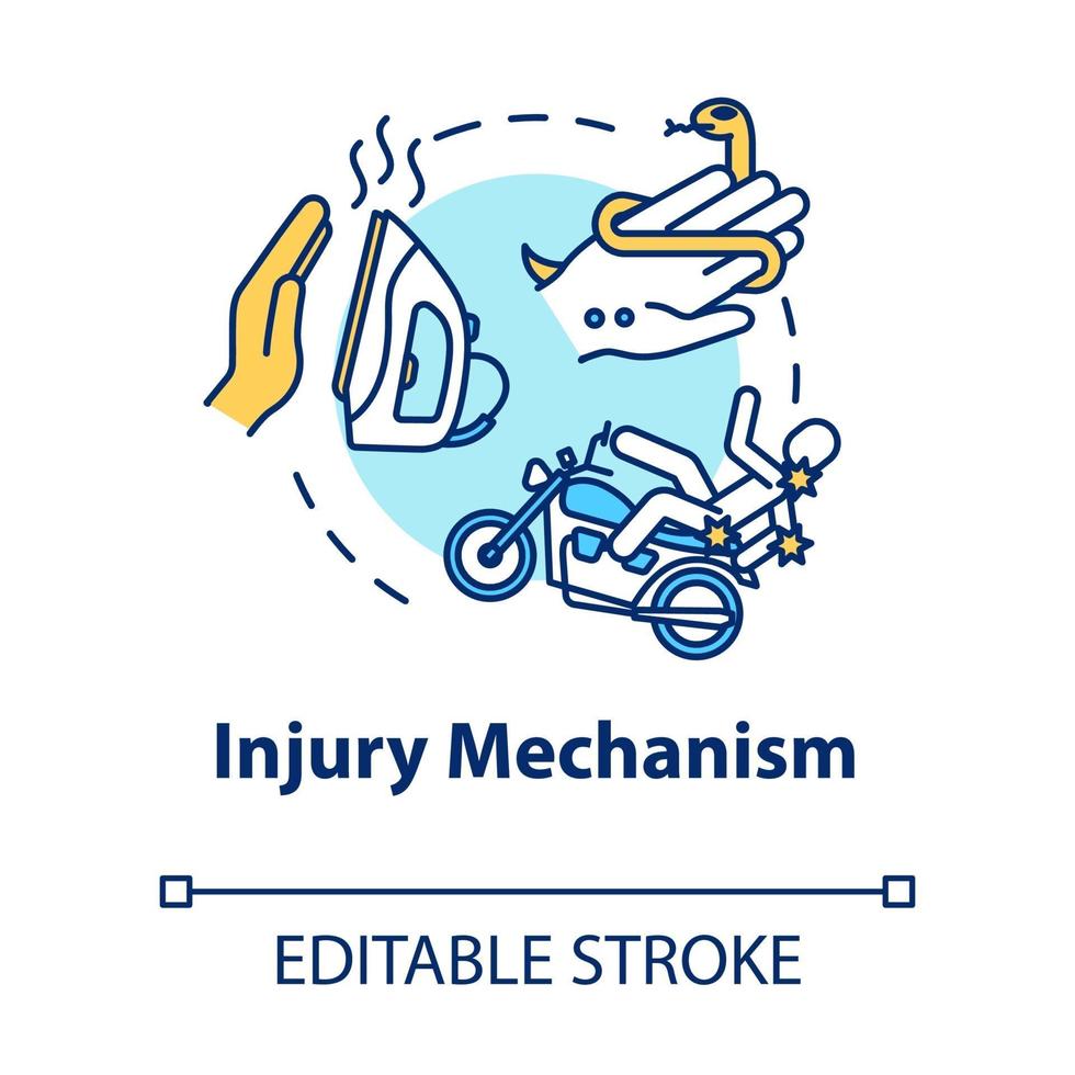 Verletzungsmechanismus, Konzeptsymbol für Traumafaktoren vektor
