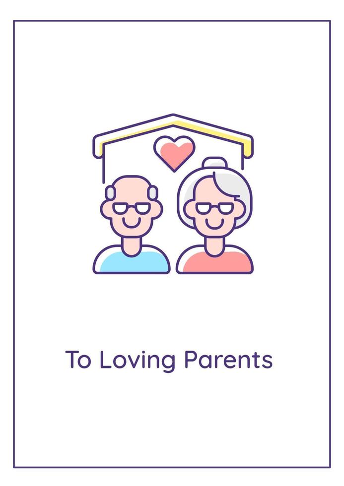 till kärleksfulla föräldrar gratulationskort med färgikonelement vektor