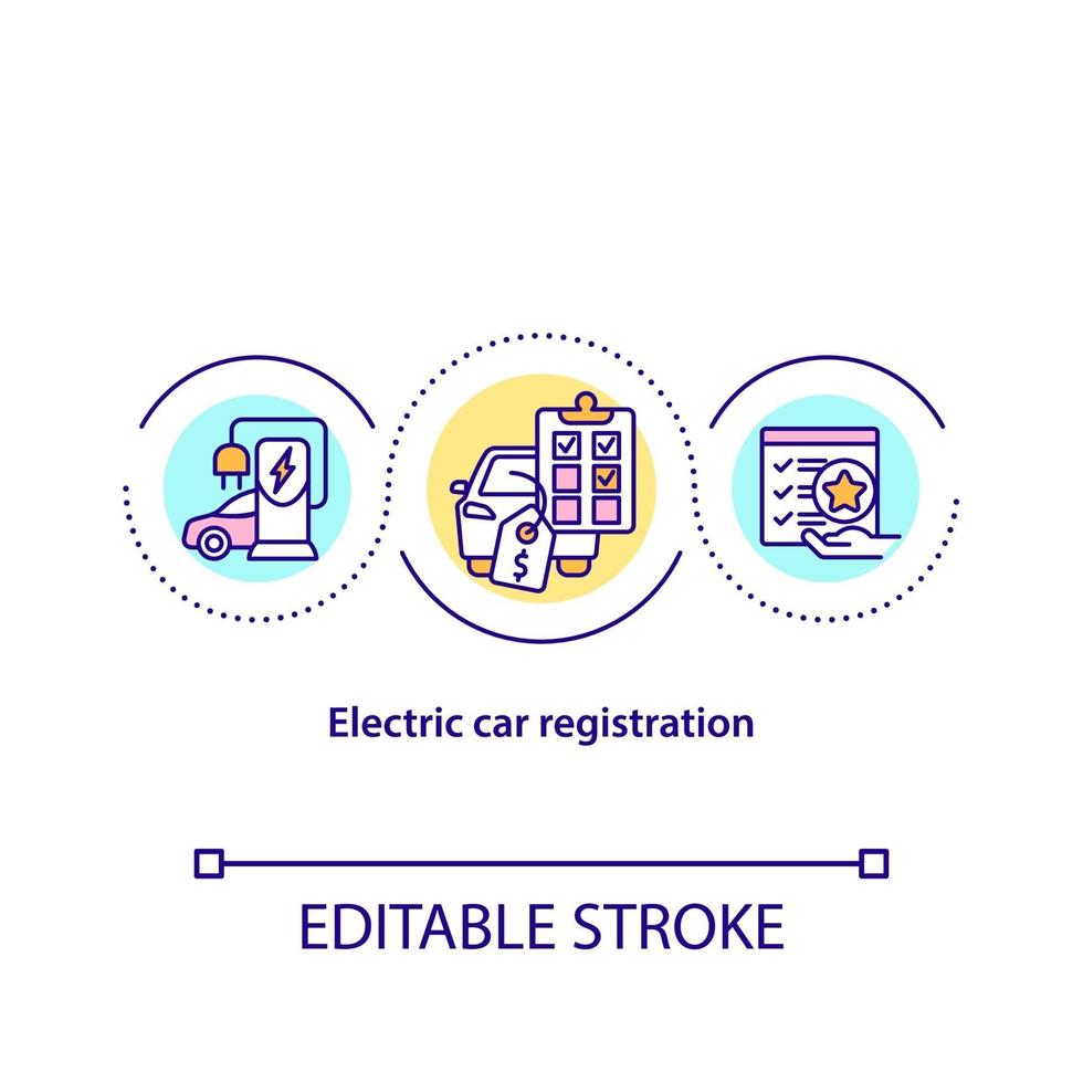 Symbol für das Konzept der Elektroauto-Registrierung. vektor