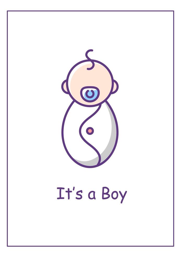 välkommen hem baby pojke gratulationskort med färg ikon element vektor
