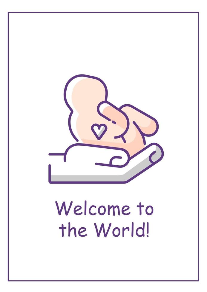 Willkommen auf der Weltbaby-Grußkarte mit Farbsymbol-Element vektor