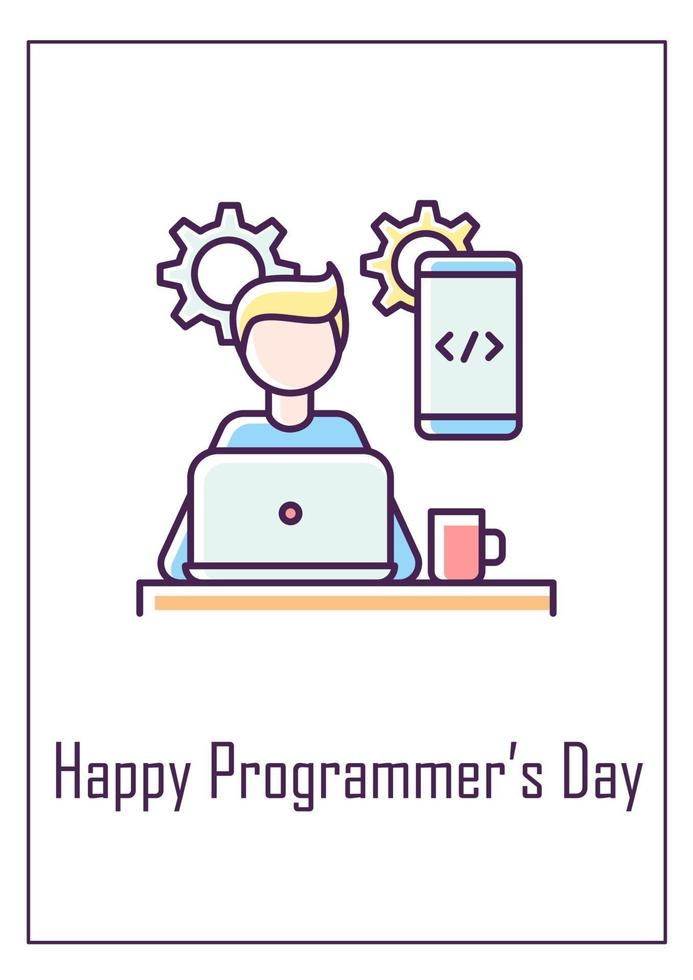 Feiern Sie die Grußkarte zum Tag der Programmierer mit dem Farbsymbolelement vektor