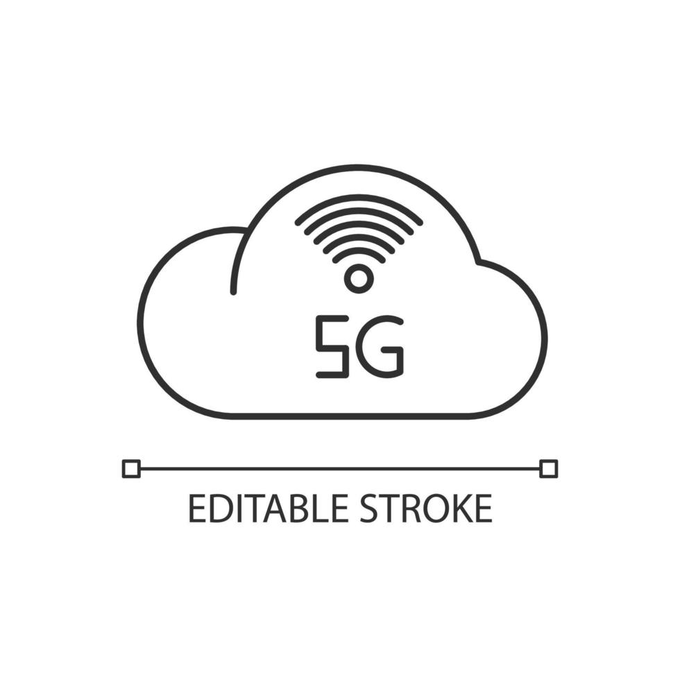 5g molntjänstpixel perfekt linjär ikon vektor