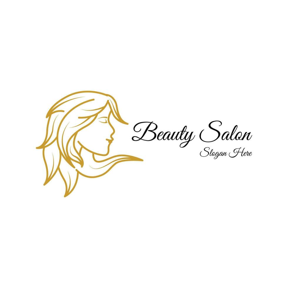 kvinna hår skönhet salong logotyp design aning vektor