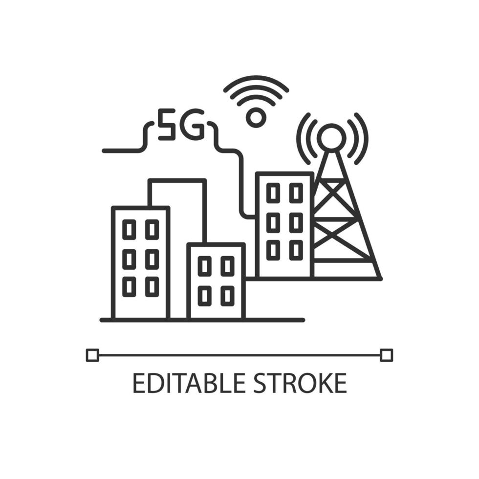 5g Smart City Pixel perfektes lineares Symbol vektor