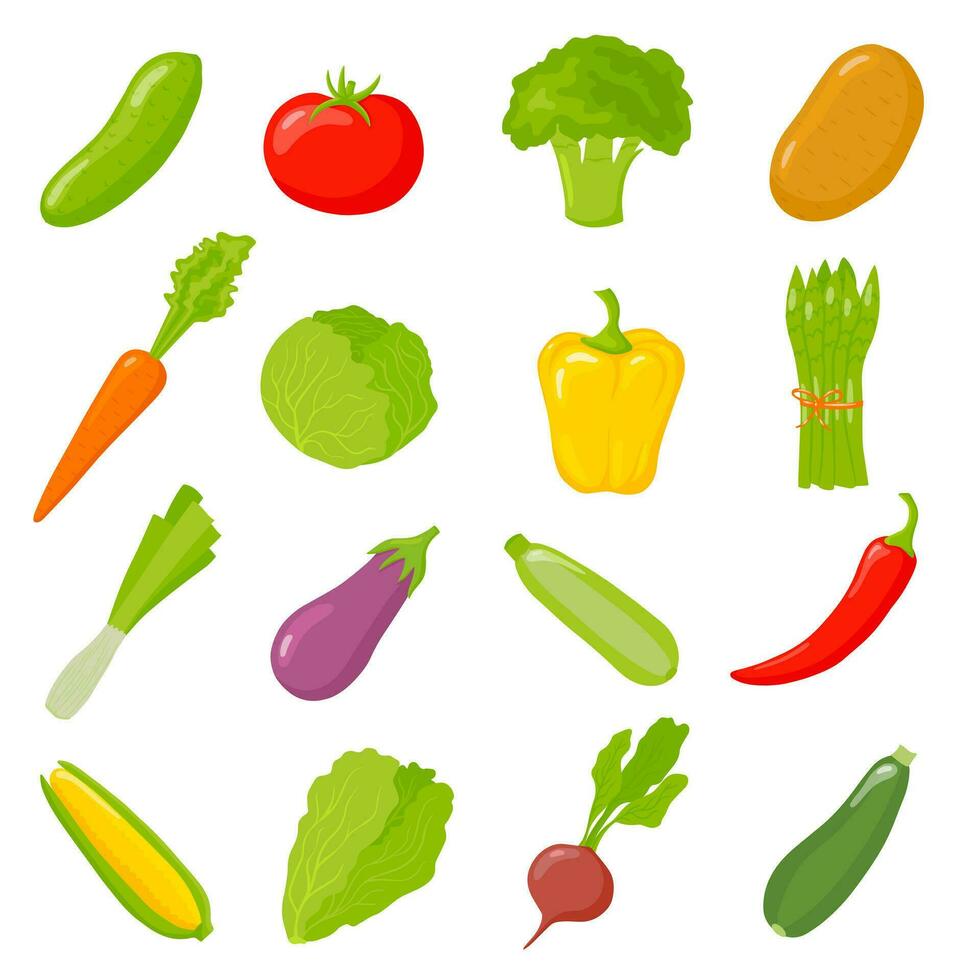 Gemüse einstellen von Vektor Illustration, gesund Essen, Gemüse, Gemüse Aufkleber