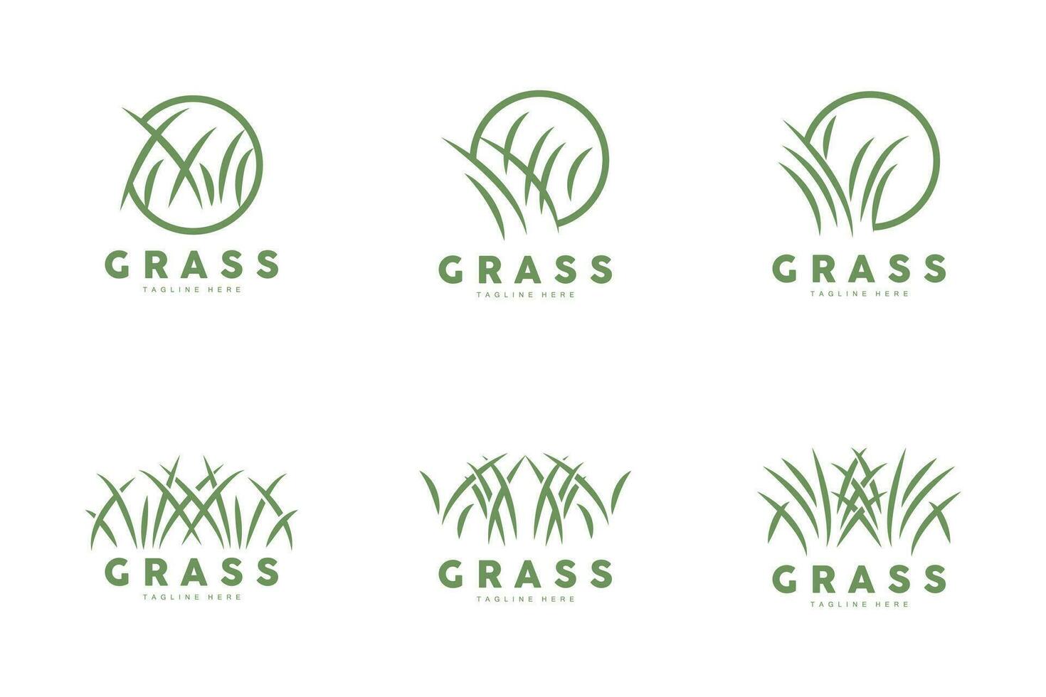 grön gräs logotyp design, bruka landskap illustration, natur design vektor