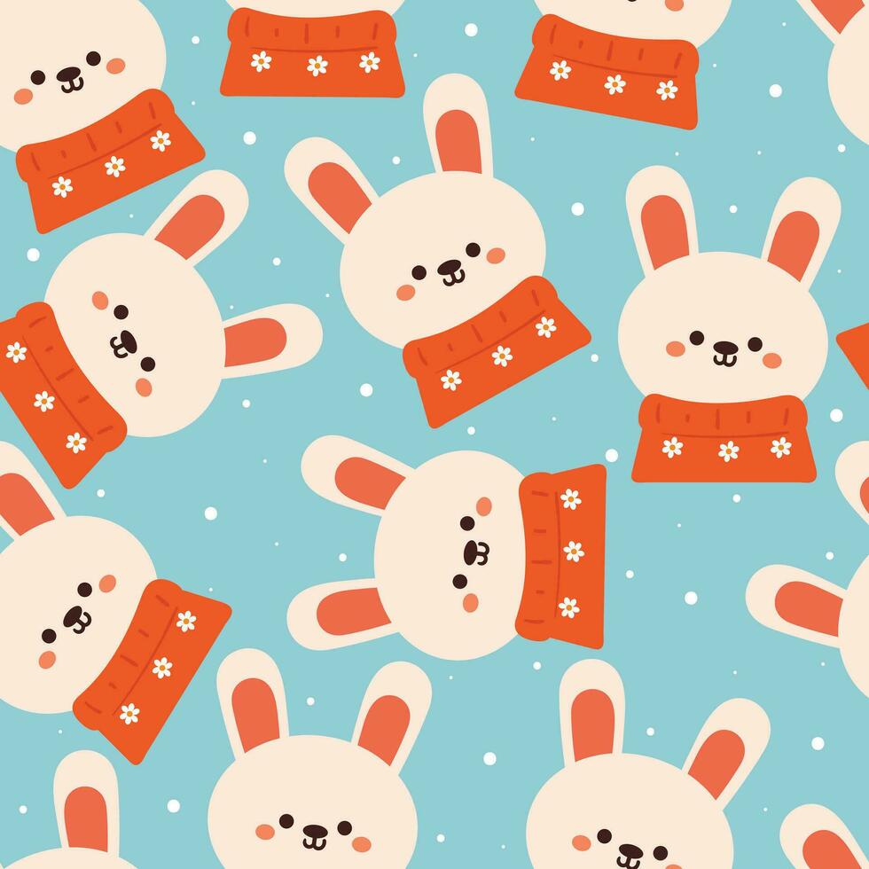nahtlos Muster Karikatur Hase tragen Pullover. süß Tier Hintergrund Illustration zum Geschenk wickeln Papier, Winter Hintergrund vektor