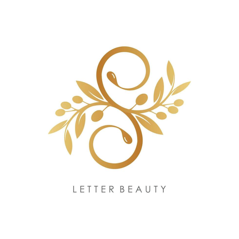 brev s logotyp design vektor med natur skönhet element begrepp