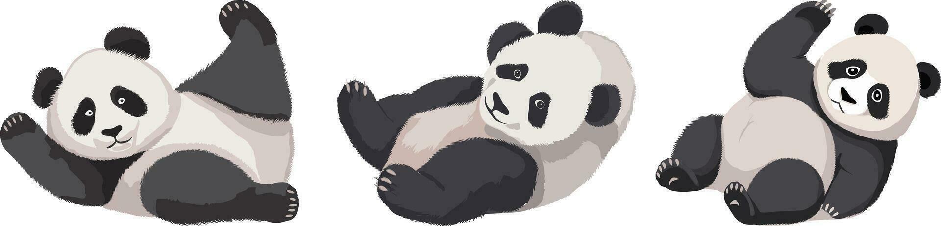 ein Baby Panda Lügen Nieder und spielen einfach Hand gezeichnet Stil Illustration, Weiß Hintergrund vektor