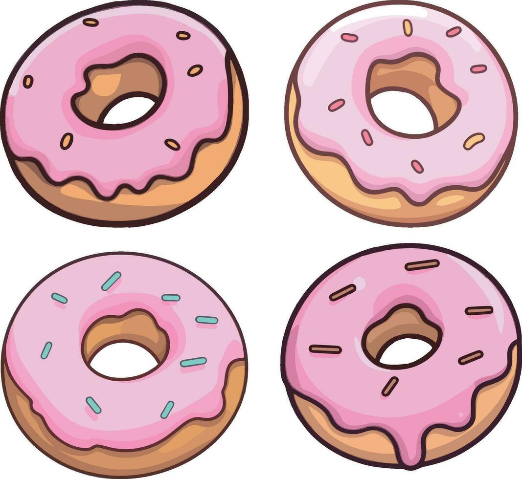 Süss Erdbeere Krapfen , Weiß Hintergrund , isoliert , Illustration minimal Clip Art Vektor Stil