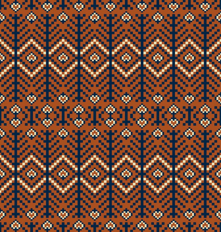 aztec kilim traditionell geometrisk mönster. broderi geometrisk blommig form sömlös mönster. färgrik etnisk pixel mönster använda sig av för tyg, textil, Hem dekoration element, klädsel, etc. vektor