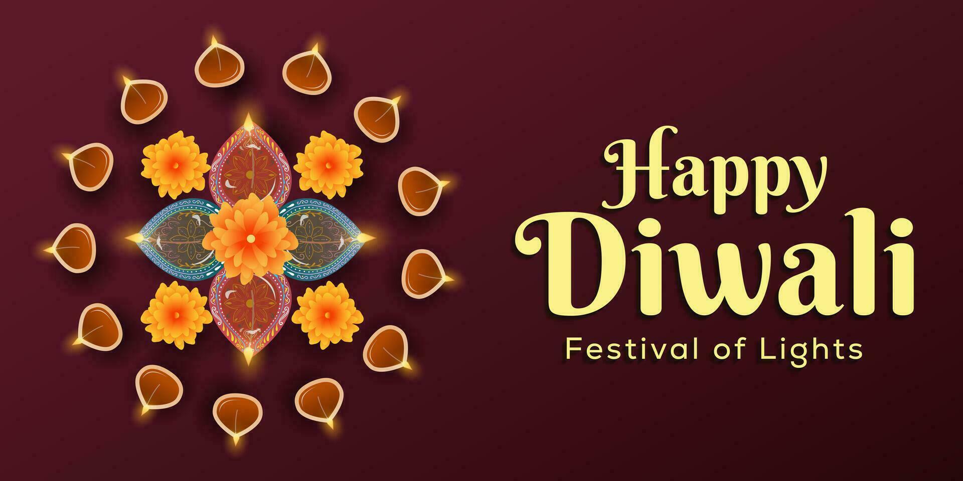 Diwali Festival von Beleuchtung horizontal Banner Illustration im Gradient vektor