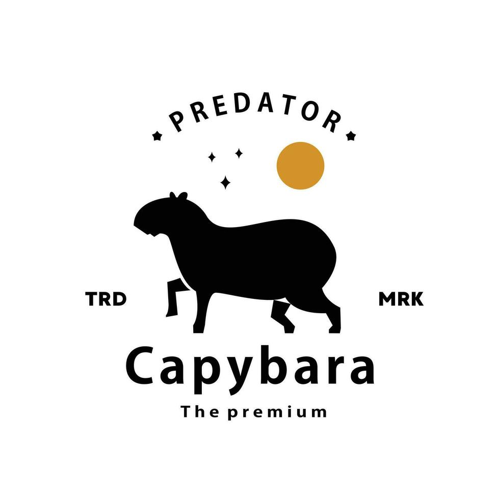 Jahrgang retro Hipster Capybara Logo Vektor Gliederung Silhouette Kunst Symbol