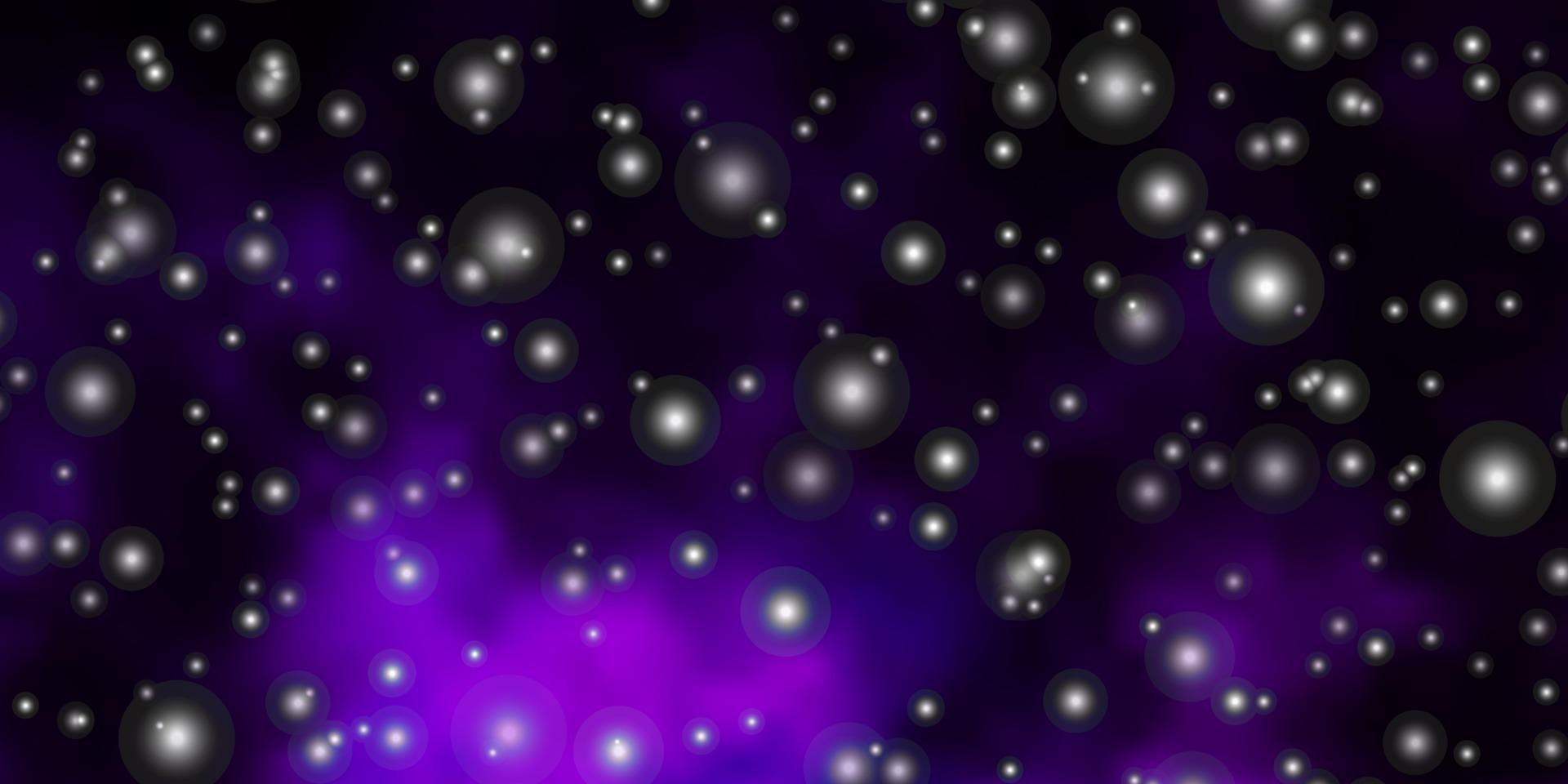dunkelrosa Vektorhintergrund mit kleinen und großen Sternen. vektor