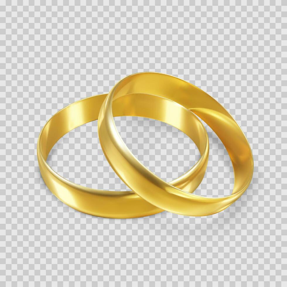 Paar von glänzend golden Ringe. Ring Symbol von Hochzeit. Vektor isoliert