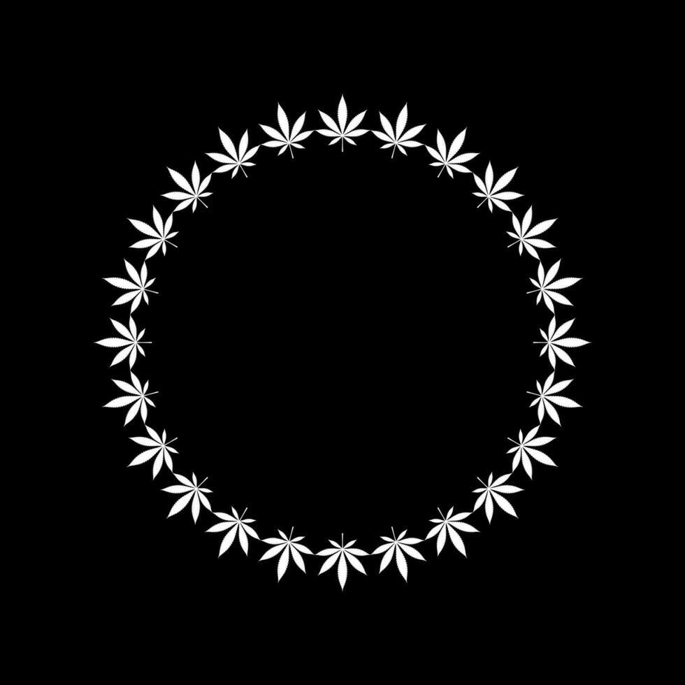 Cannabis Pflanze Blatt Silhouette Kreis gestalten Komposition, können verwenden zum Dekoration, aufwendig, Hintergrund, Abdeckung, Kunst Illustration, Textil, Stoff, Mode, oder Grafik Design Element. Vektor Illustration