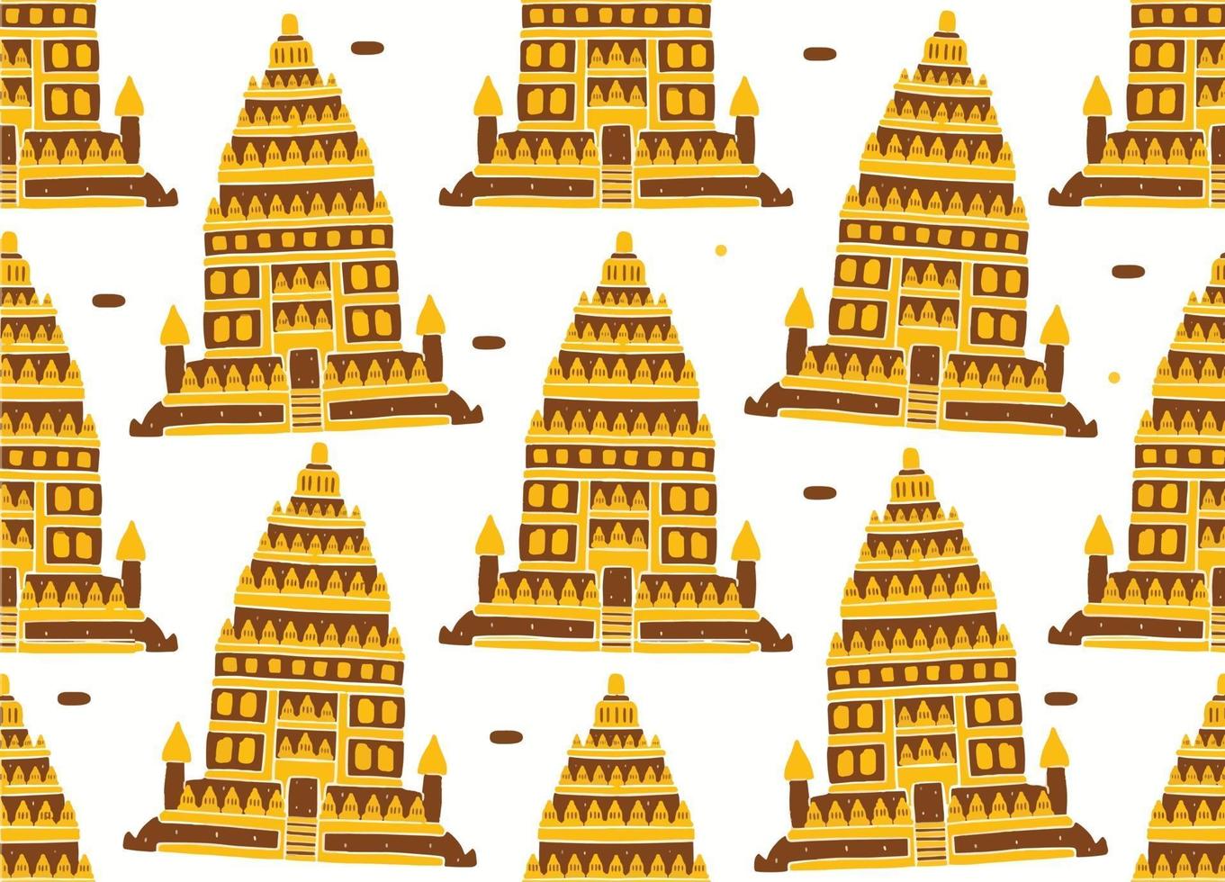 Prambanan Tempel nahtloses Muster im flachen Design-Stil vektor