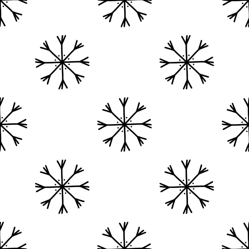 sömlöst mönster från doodle abstrakta snöflingor. isolerad på vitt vektor