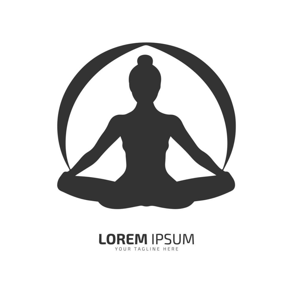 minimal och abstrakt logotyp av yoga ikon flicka övning vektor meditation silhuett isolerat design