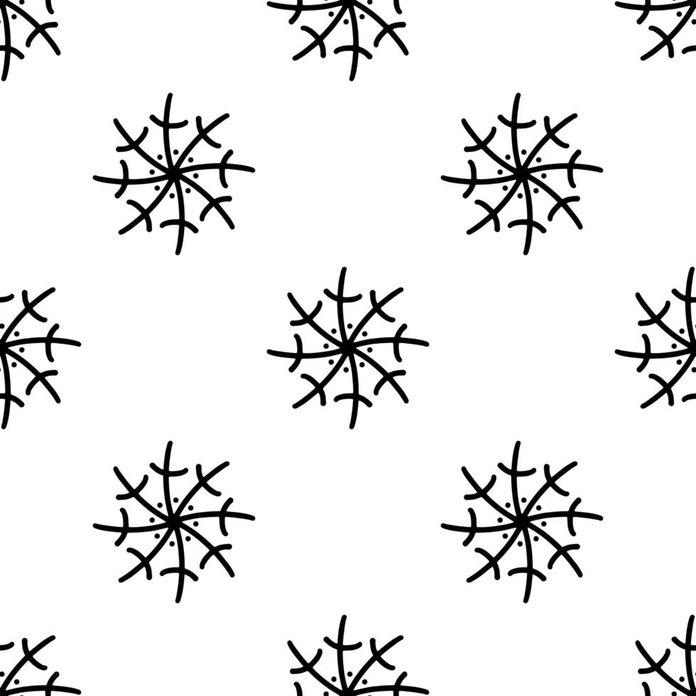 nahtloses Muster aus abstrakten Doodle-Schneeflocken. isoliert auf weiß vektor