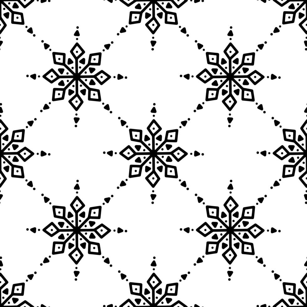 sömlöst mönster från doodle abstrakta snöflingor. isolerad på en vit vektor