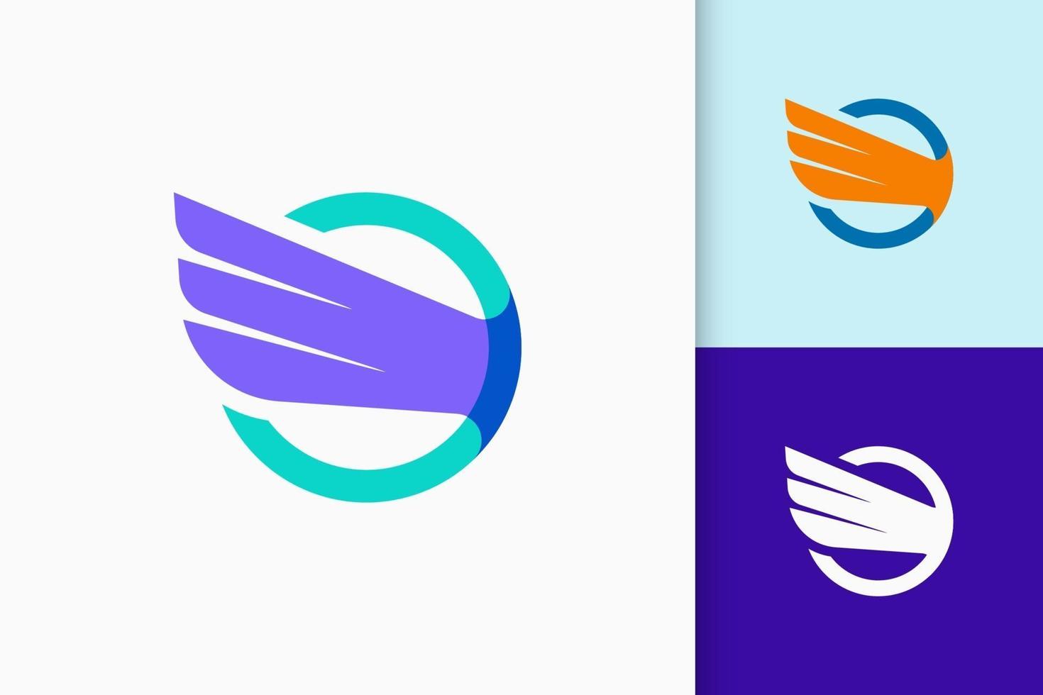 wing -logotypen representerar frihet och kraft för flyg- eller teknikföretag vektor