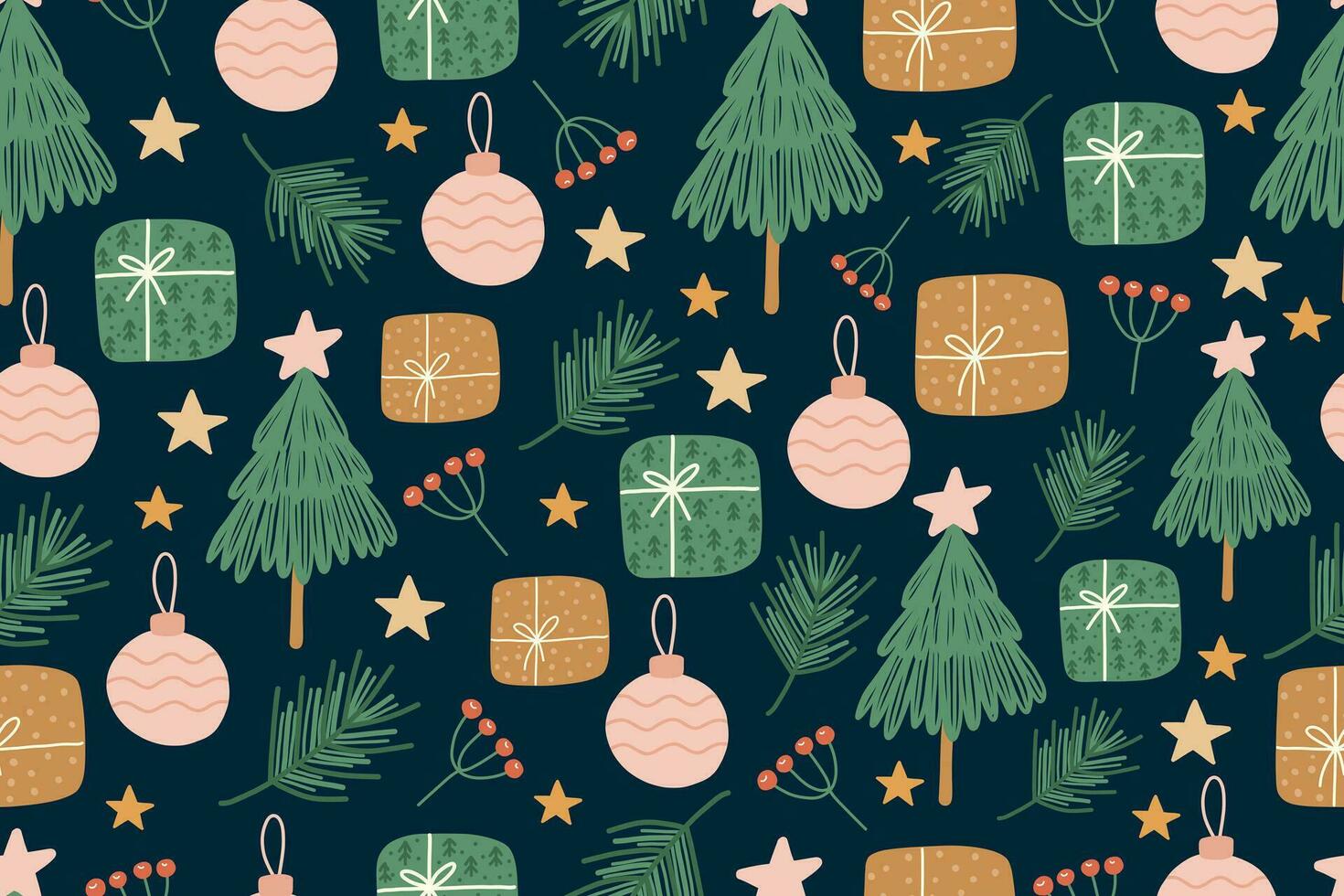 Weihnachten nahtlos Muster mit Kiefer Baum.Urlaub Hintergrund. vektor